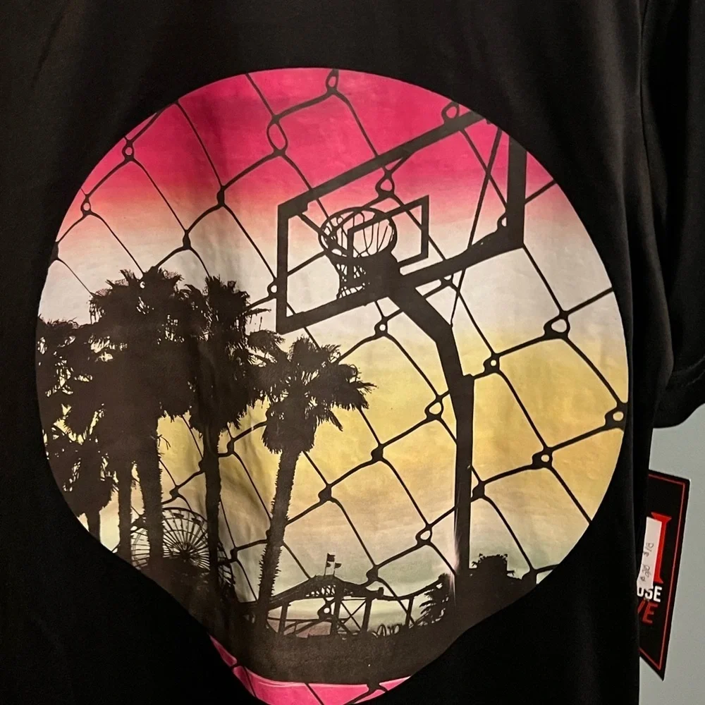 Clubhouse Active Basketball Sunset Black T-Shirt and Athletic Short Set NWT
